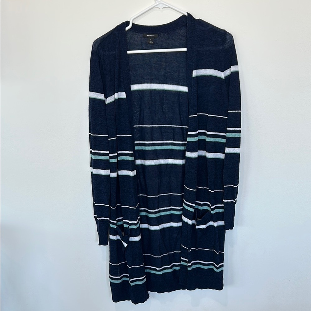 Striped Open Front Cardigan